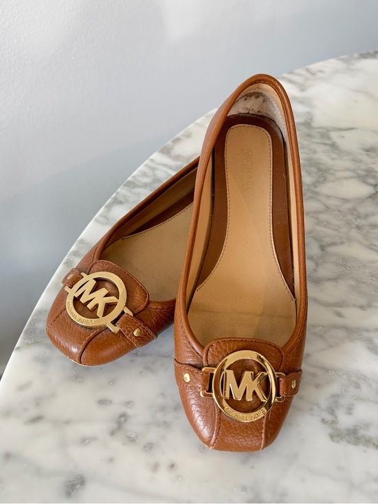 Michael Kors Shoes - Michael Kors Fulton Women's Brown Leather MK Logo Ballet Flats